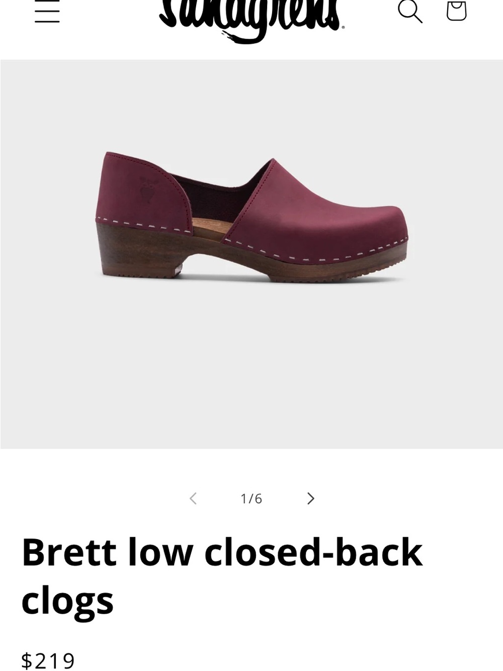 Low Closed-Back Clogs in Wine